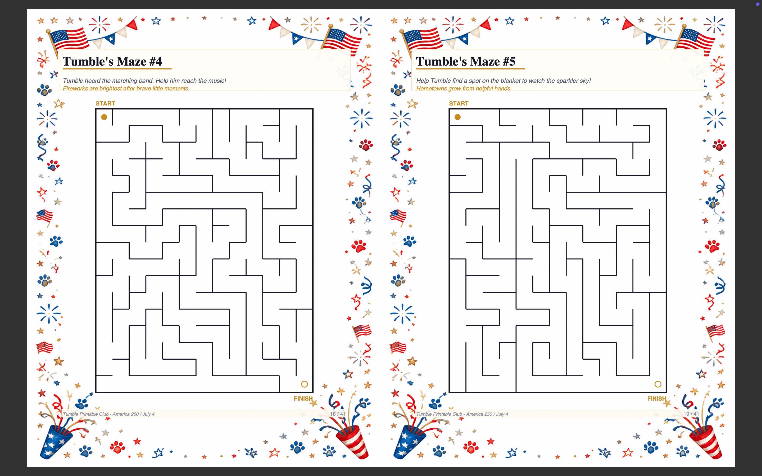 Tumble 250 Printable Pack #1 — Single Activity Pack