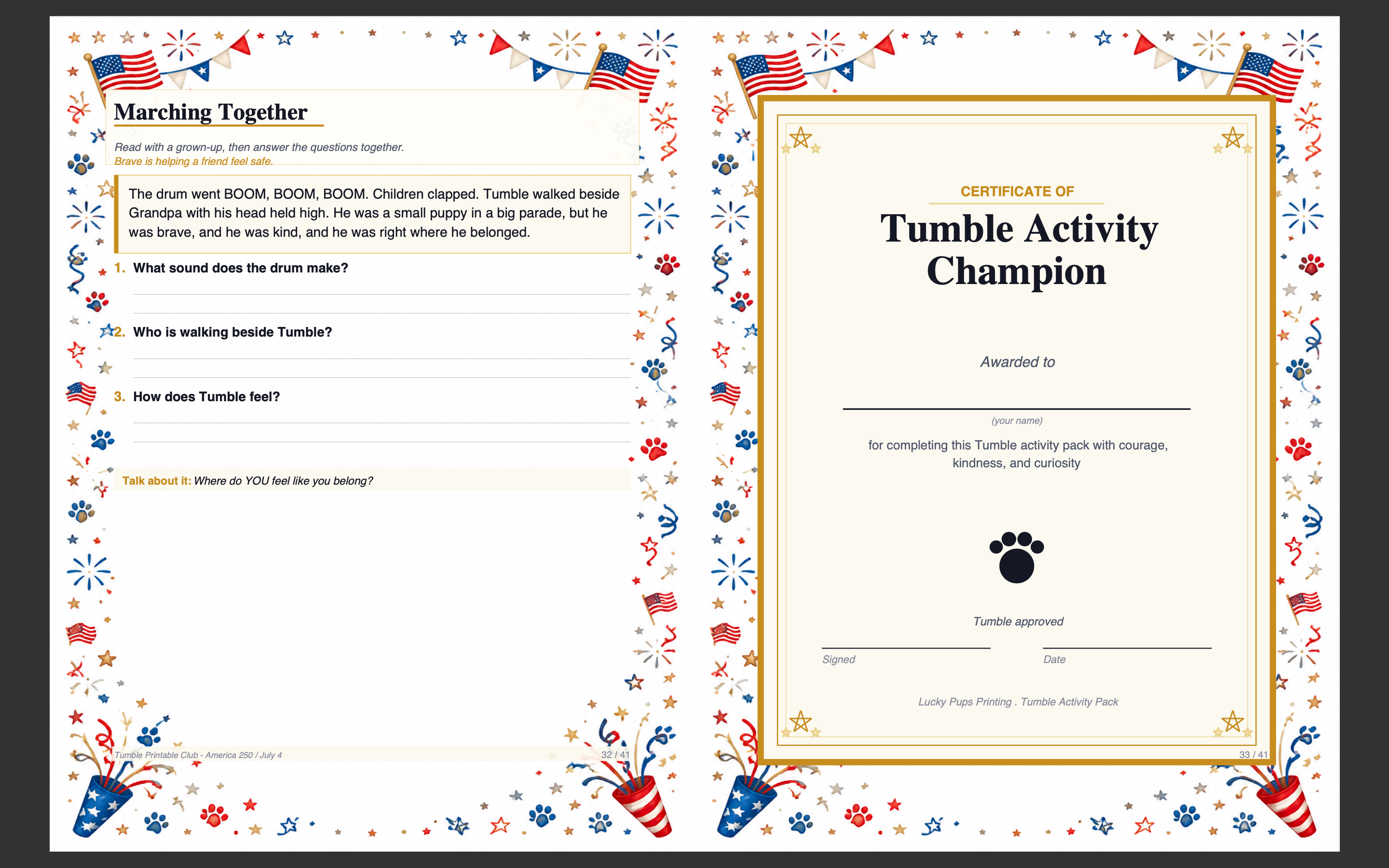 Tumble 250 Printable Pack #1 — Single Activity Pack